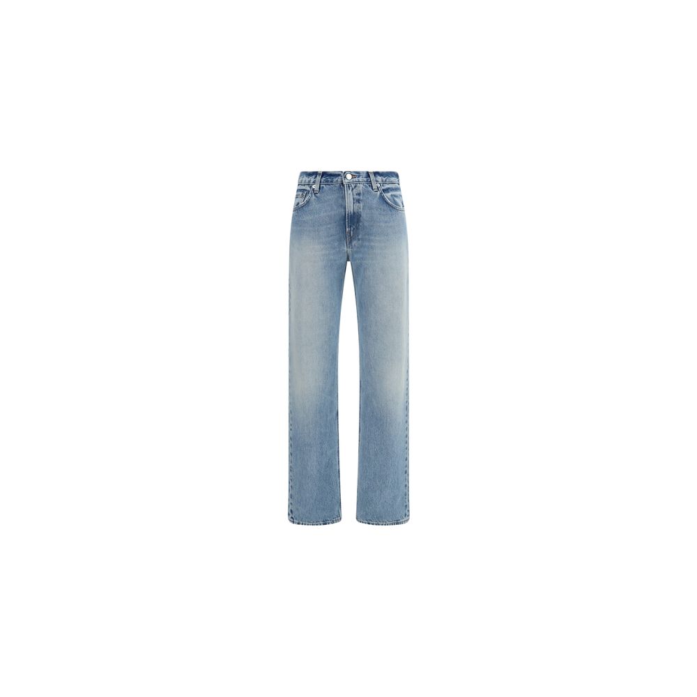 Jeans by Haikure for women in denim cotton blue, natural & signature features an sophisticated high rise and tapered-leg, straight-leg, regular-fit & wide with a precise long, creating a sophisticated and sophisticated silhouette.
