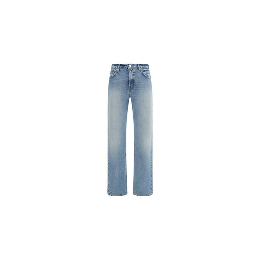 Jeans by Haikure for women in denim cotton blue, natural & signature features an sophisticated high rise and tapered-leg, straight-leg, regular-fit & wide with a precise long, creating a sophisticated and sophisticated silhouette.
