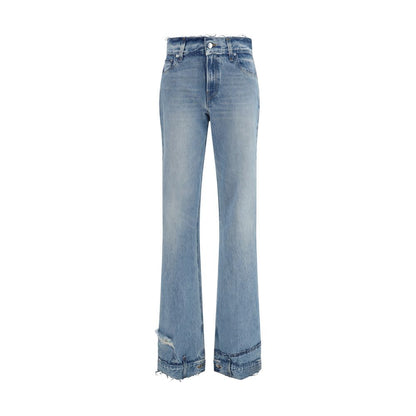 Jeans by Haikure for women in denim cotton blue features an sartorial flared, wide & slim and long with a cut for a sartorial finish.