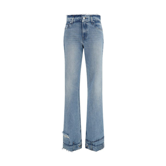Jeans by Haikure for women in denim cotton blue features an sartorial flared, wide & slim and long with a cut for a sartorial finish.