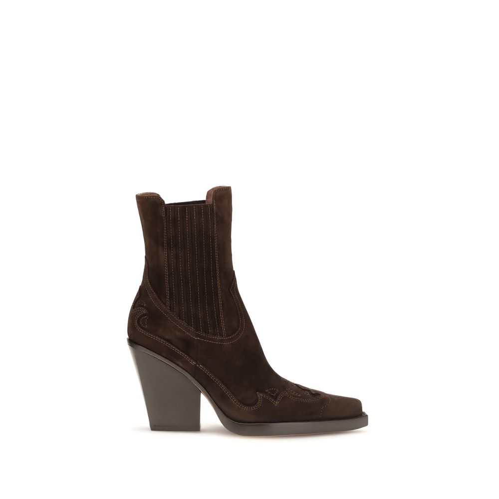 Ankle Cowboy Boots by Paris Texas for women in bos taurus calf suede leather brown features an dynamic silhouette, showcasing the dynamic Women's Bos Taurus Calf Suede Leather Ankle Cowboy Boots design with its distinctive and elegant .