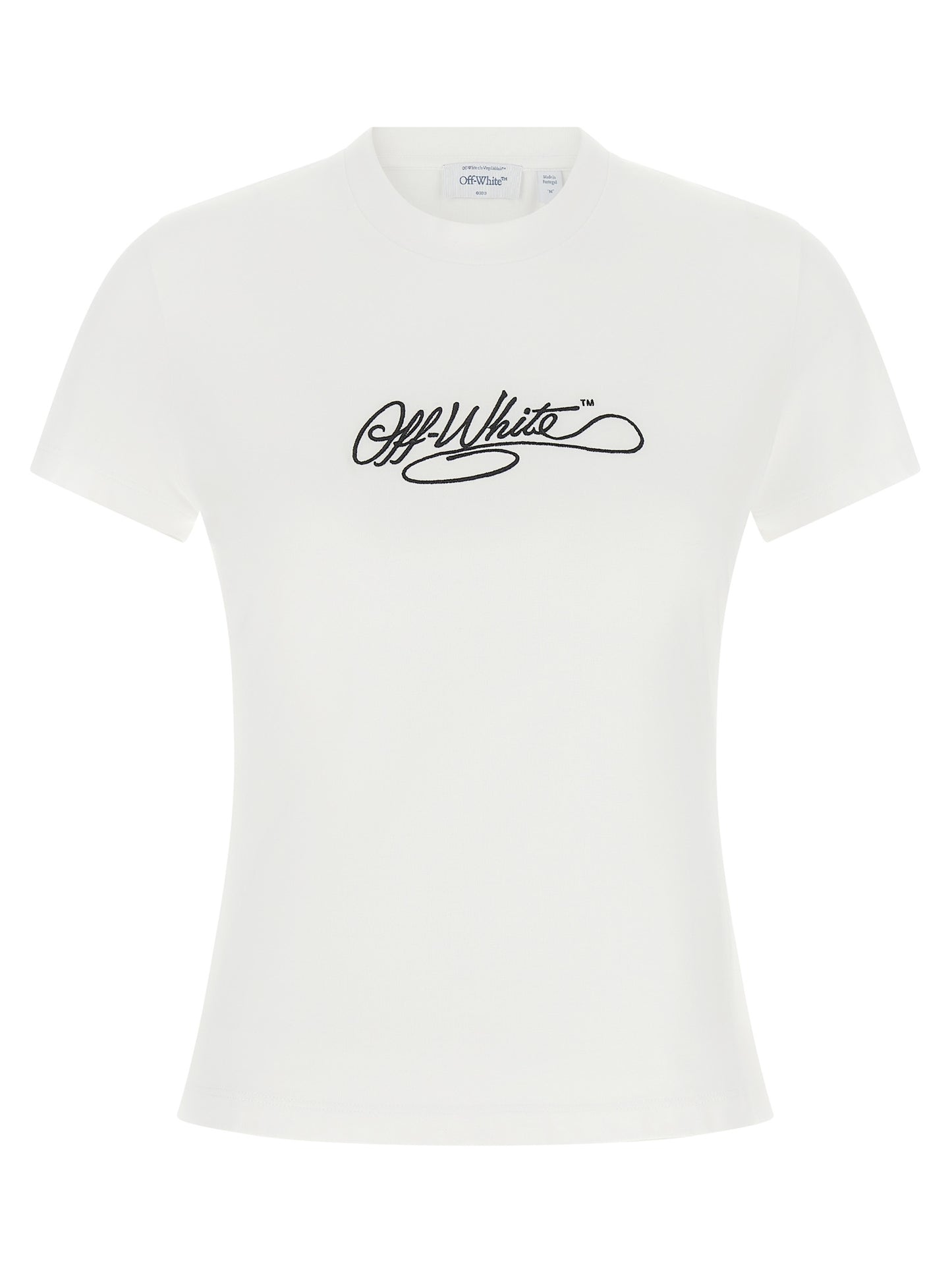 T-Shirt by Off-White for women in cotton white features a plush silhouette, showcasing a sophisticated crew neckline and short-sleeve for a truly plush finish.