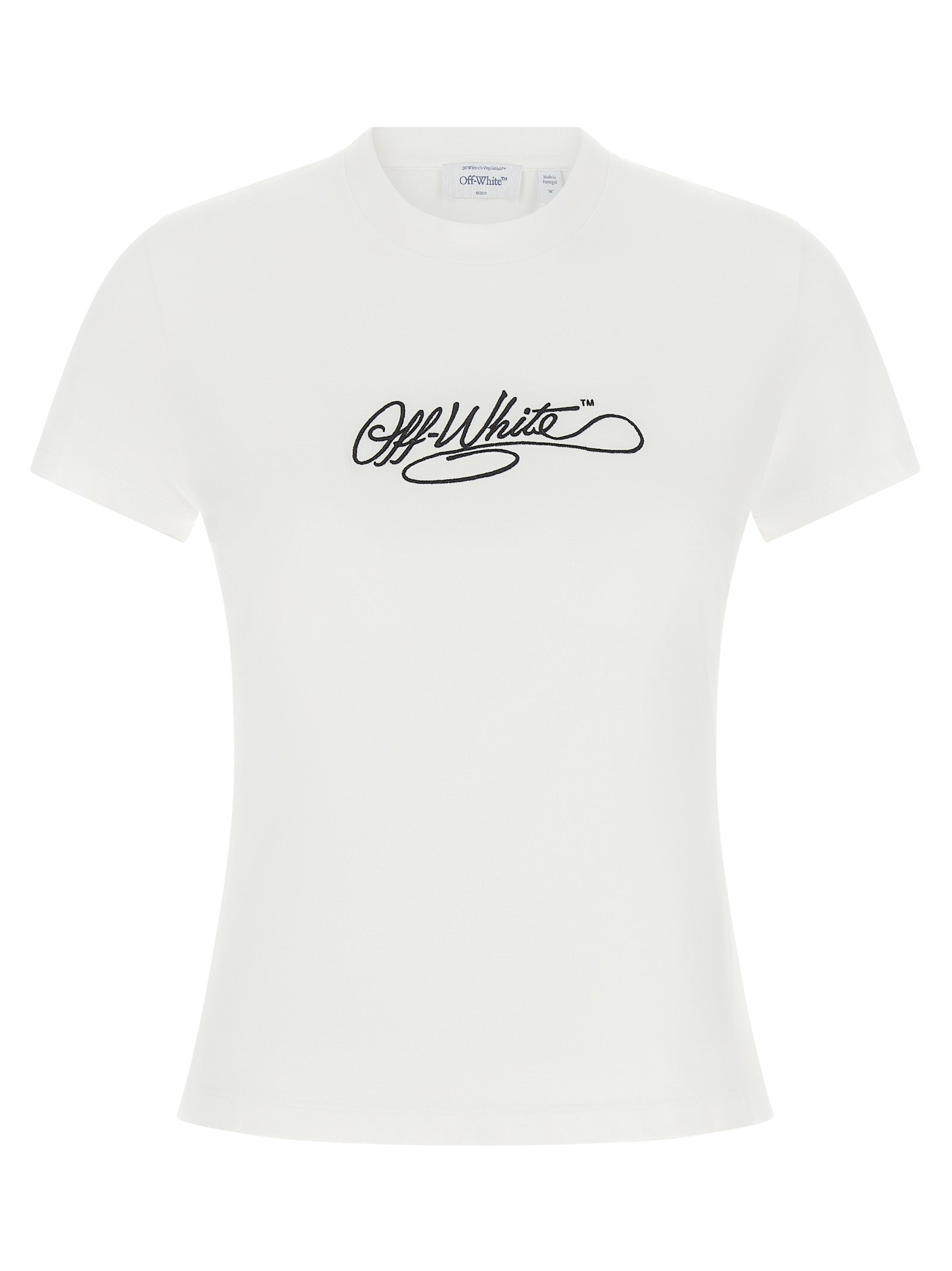 T-Shirt by Off-White for women in cotton white features a plush silhouette, showcasing a sophisticated crew neckline and short-sleeve for a truly plush finish.