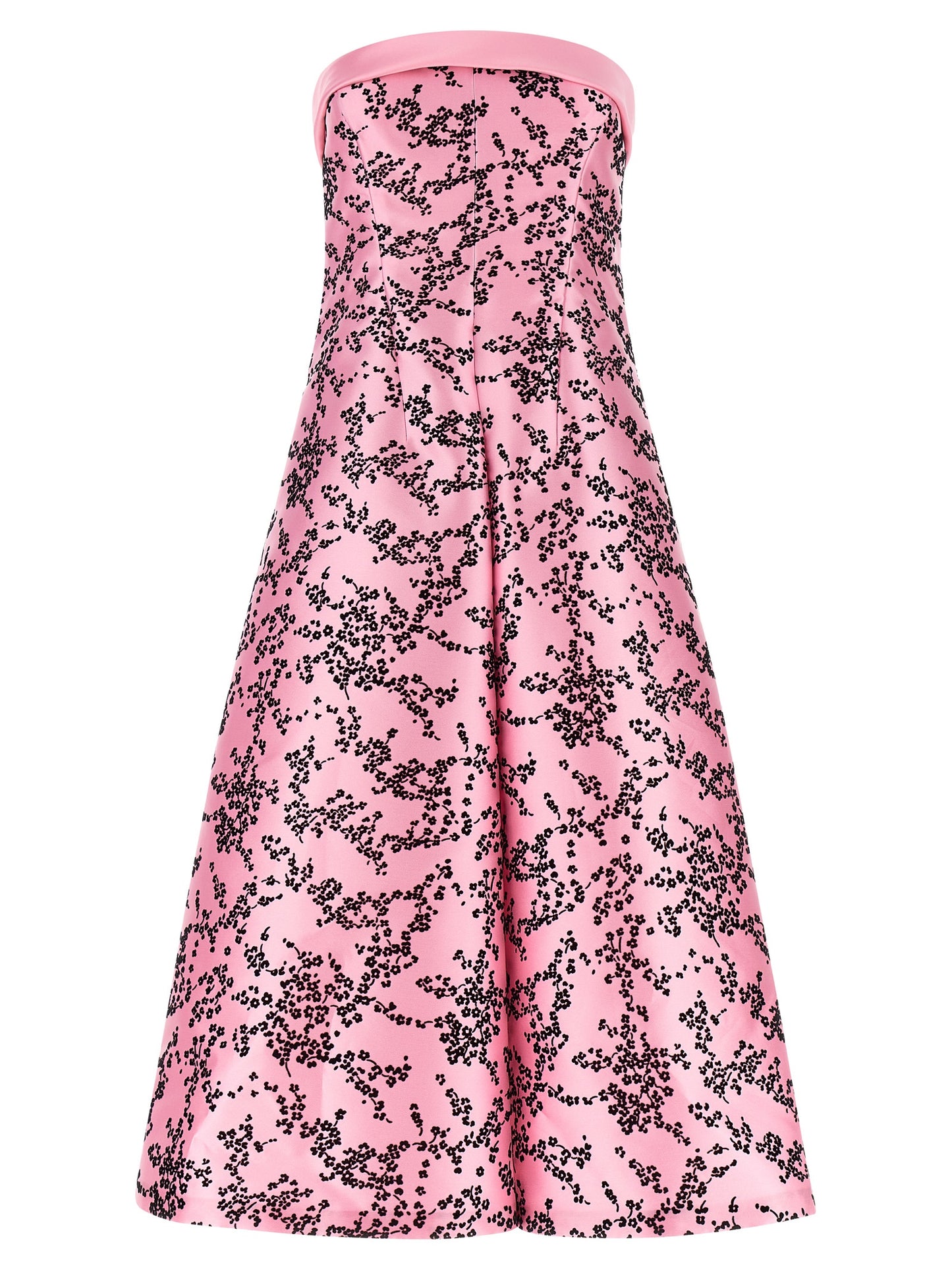 Dress by Alberta Ferretti for women in polyester & silk multicolor, pink & floral showcases a striking silhouette, elegantly detailed with a strapless, refined strapless neckline, and a striking midi for a striking finish.