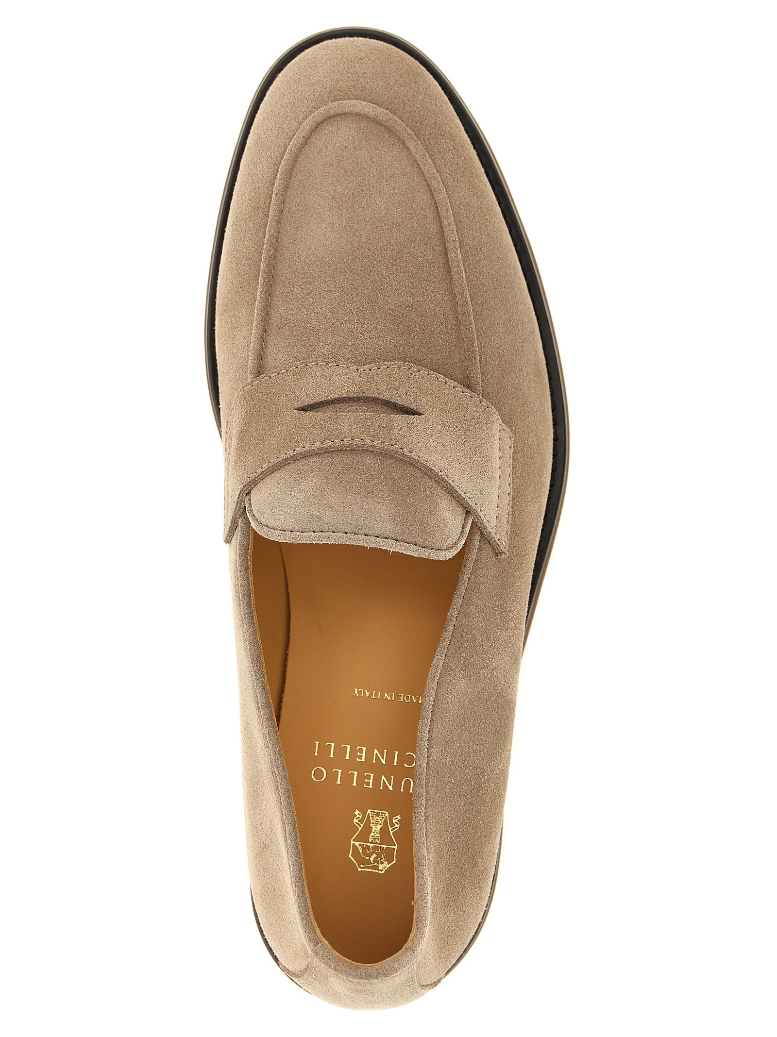 Loafer Slip-On Shoes by Brunello Cucinelli for men in calfskin leather gray & light-grey showcases a resplendent Men's Calfskin Leather Loafer Slip-On Shoes aesthetic, defined by its resplendent almond toe style and elegant .