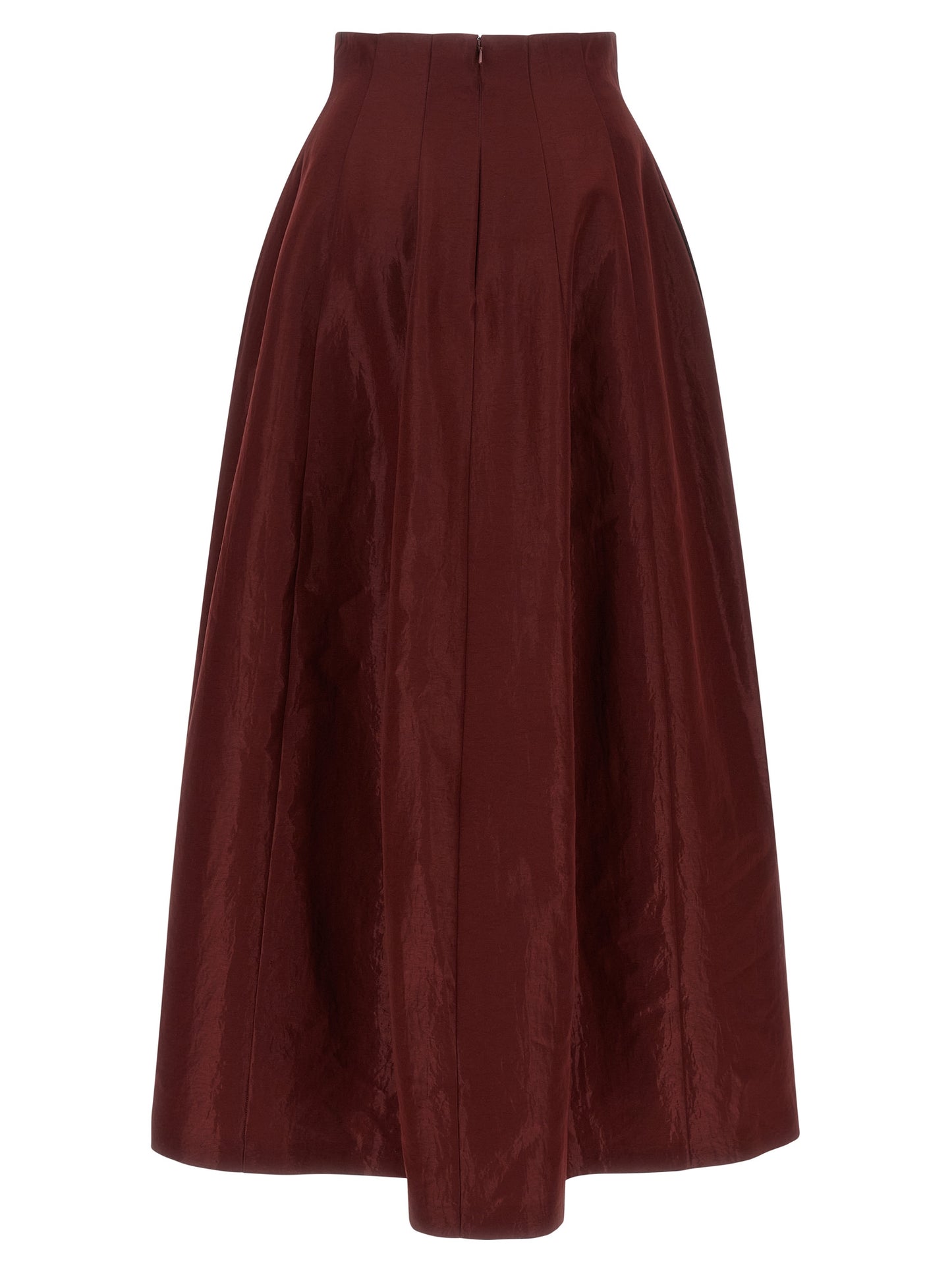 Skirt by Alberta Ferretti for women in polyester burgundy, multicolor, natural & red features a contoured silhouette from the Women's A Line Flared High Rise Polyester Skirt collection, characterized by its contoured maxi mini for a contoured finish.