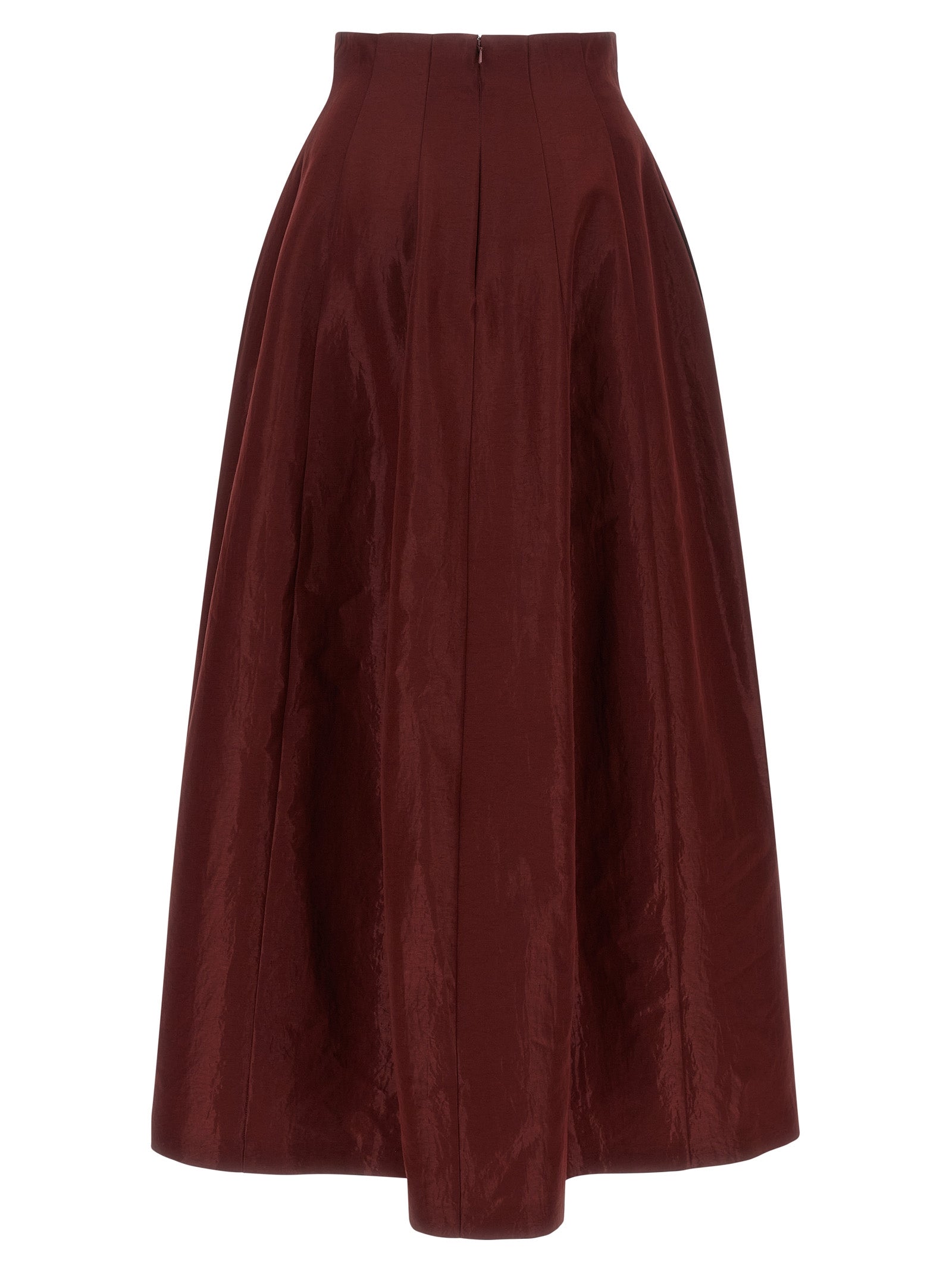 Skirt by Alberta Ferretti for women in polyester burgundy, multicolor, natural & red features a contoured silhouette from the Women's A Line Flared High Rise Polyester Skirt collection, characterized by its contoured maxi mini for a contoured finish.