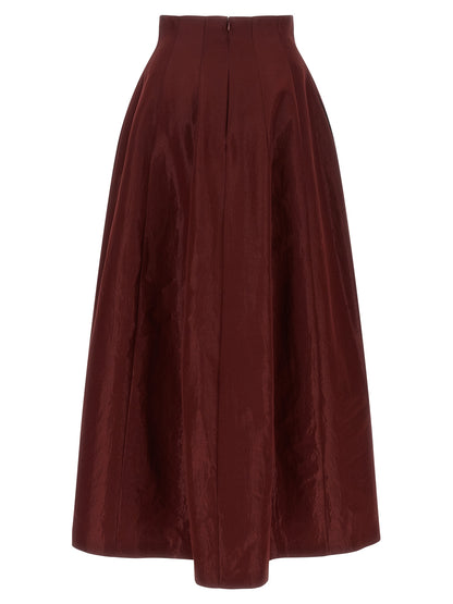 Skirt by Alberta Ferretti for women in polyester burgundy, multicolor, natural & red features a contoured silhouette from the Women's A Line Flared High Rise Polyester Skirt collection, characterized by its contoured maxi mini for a contoured finish.