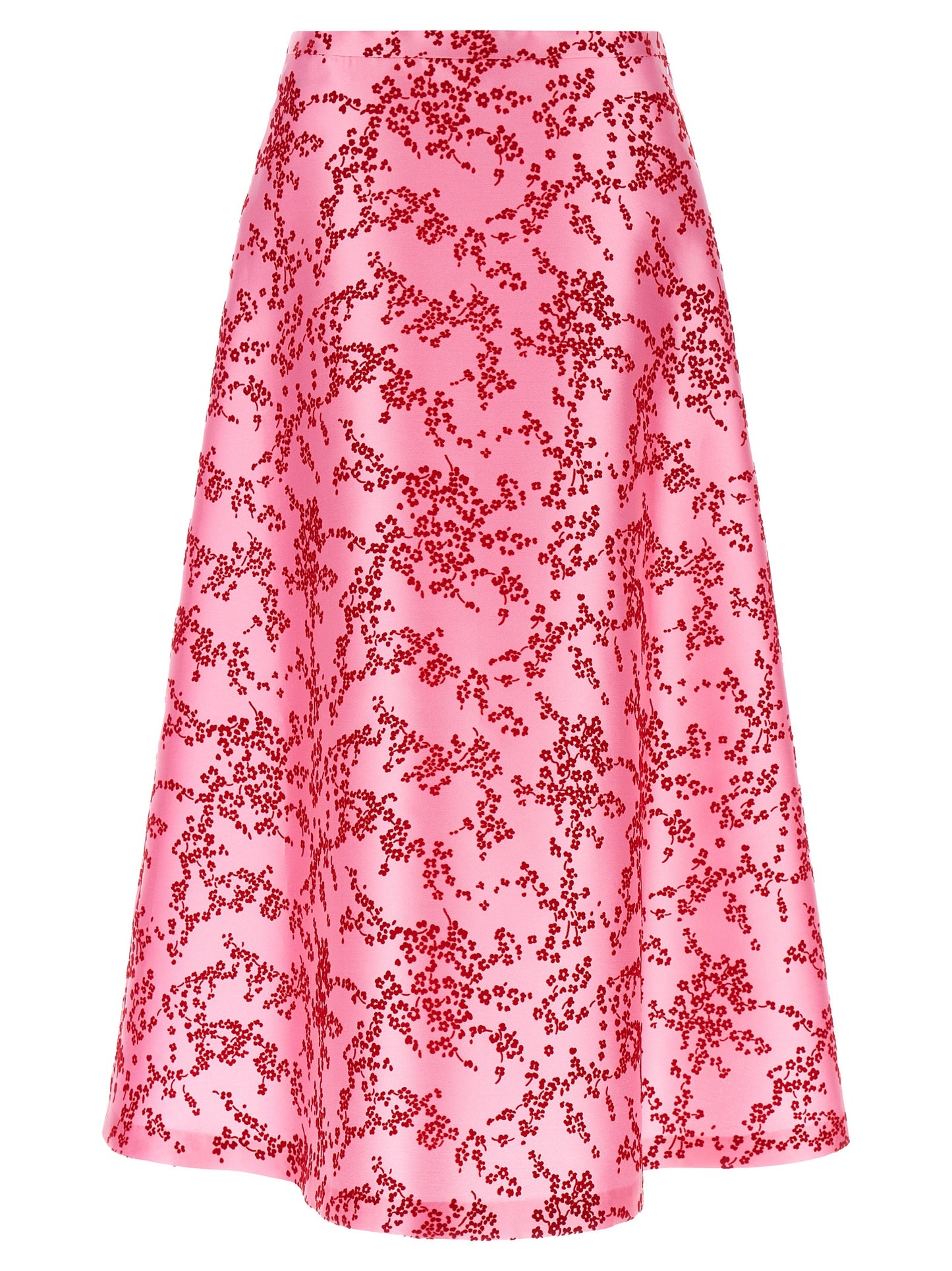 Skirt by Alberta Ferretti for women in polyester & silk multicolor, pink, red, floral & print features a captivating silhouette, showcasing the captivating Women's A Line Polyester & Silk Skirt design with a sophisticated midi mini for a captivating look.