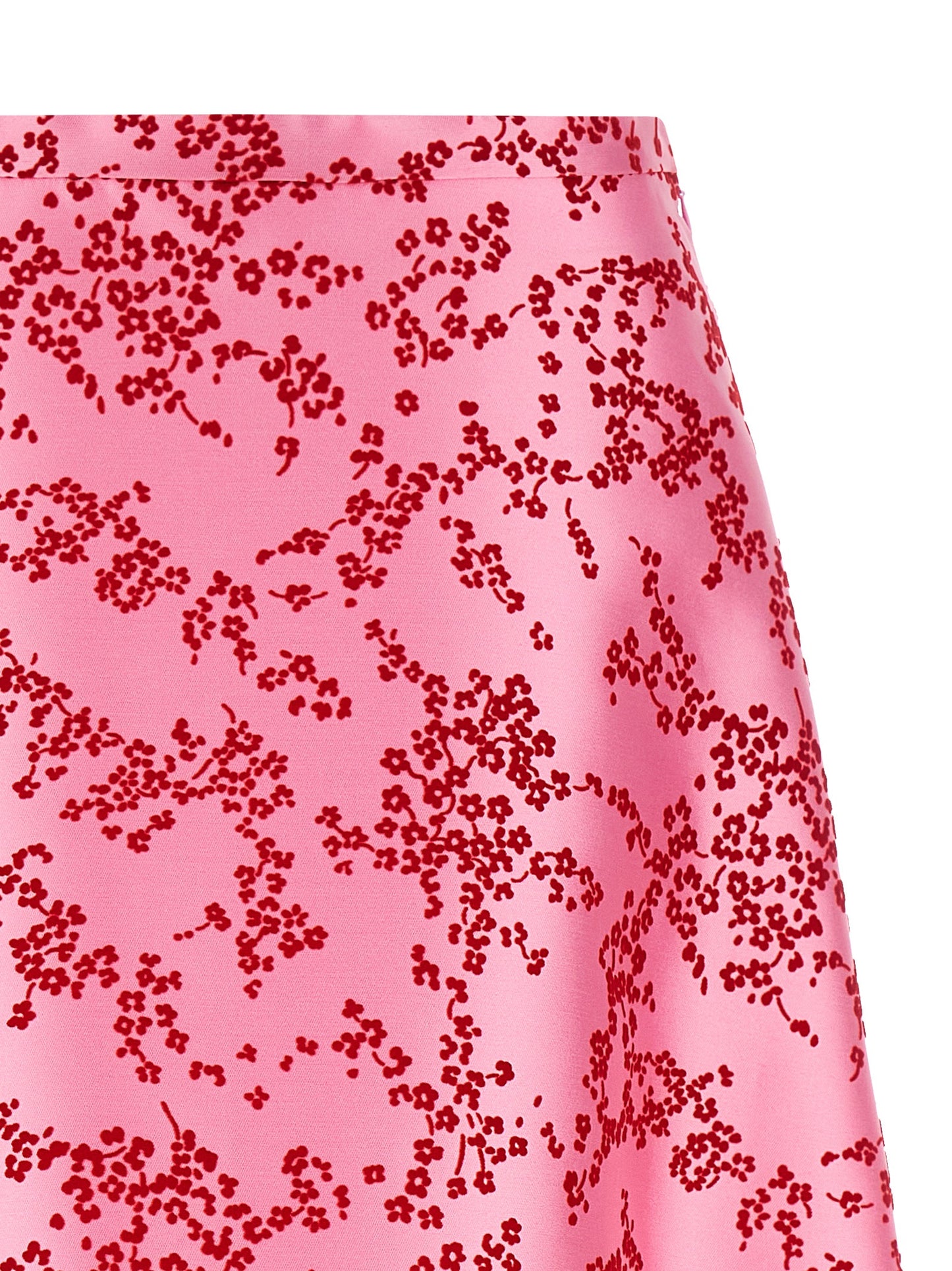 Skirt by Alberta Ferretti for women in polyester & silk multicolor, pink, red, floral & print showcases a sultry silhouette, elegantly defined by its midi mini and the sophisticated sultry design of the Women's A Line Polyester & Silk Skirt.
