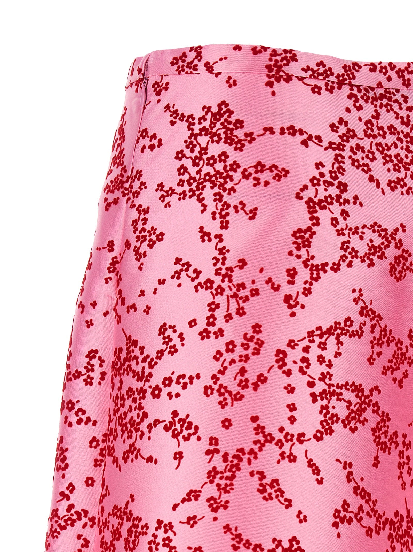 Skirt by Alberta Ferretti for women in polyester & silk multicolor, pink, red, floral & print features a captivating silhouette, showcasing the captivating Women's A Line Polyester & Silk Skirt design with a sophisticated midi mini for a captivating look.