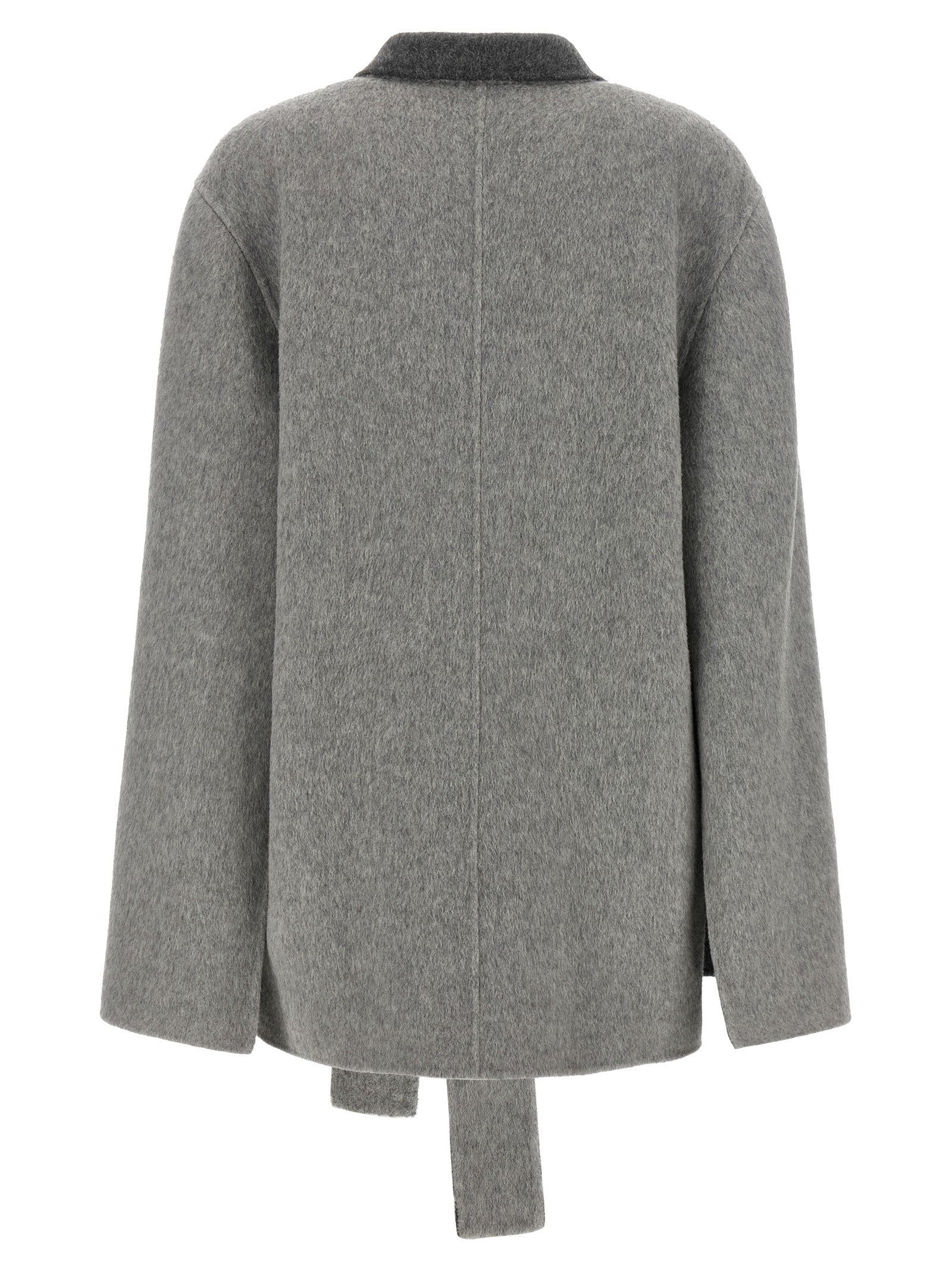 Cardigan by Alberta Ferretti for women in wool gray, light-grey & signature showcases a luxurious silhouette, meticulously detailed with a sophisticated split neckline and for a refined finish.