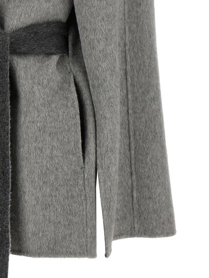 Cardigan by Alberta Ferretti for women in wool gray, light-grey & signature features a dramatic silhouette, showcasing a sophisticated and dramatic detail for a timeless, premium look.