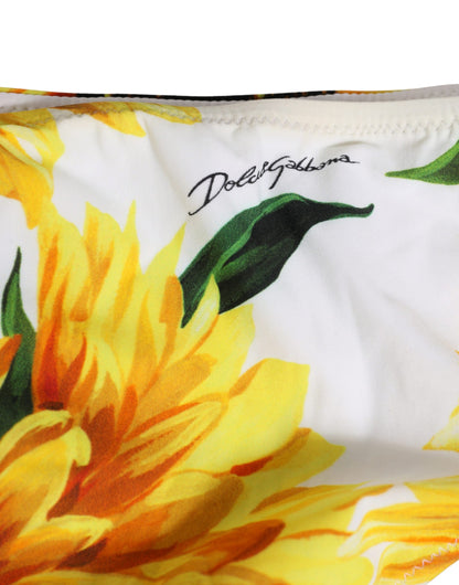 Dolce & Gabbana Yellow Nylon Sunflower Bikini Bottom Swimwear