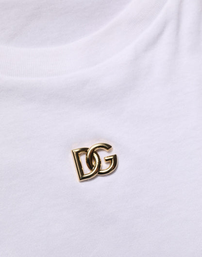 Dolce & Gabbana White Metal DG Logo Short Sleeves T-shirt