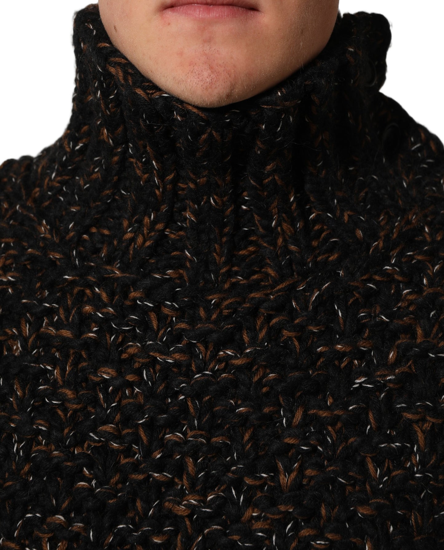 Dolce & Gabbana Brown Wool Knit Turtleneck Pullover Sweater