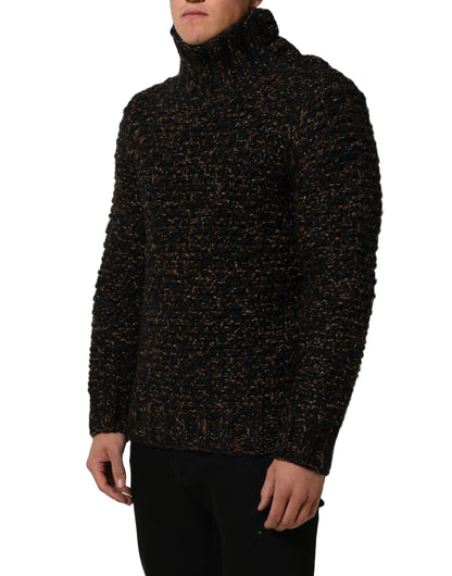 Dolce & Gabbana Brown Wool Knit Turtleneck Pullover Sweater
