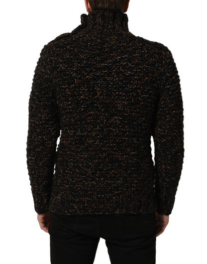 Dolce & Gabbana Brown Wool Knit Turtleneck Pullover Sweater