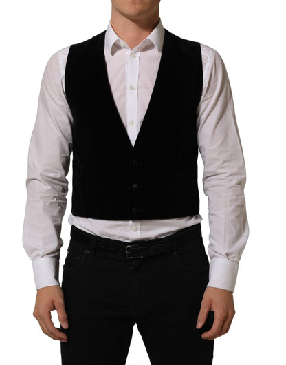 Dolce & Gabbana Black Wool Blend Waistcoat Formal Dress Vest