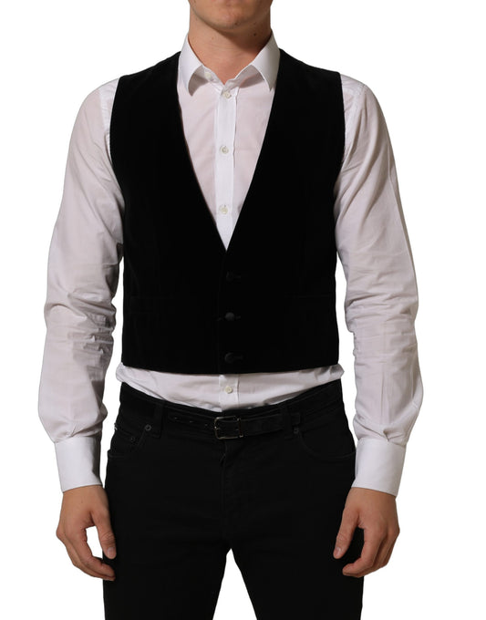 Dolce & Gabbana Men's Silk Virgin Wool Cotton & Polyester Vest - Black
