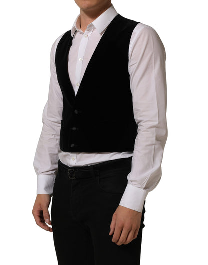 Dolce & Gabbana Black Wool Blend Waistcoat Formal Dress Vest