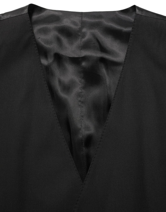 Dolce & Gabbana Black Wool Stretch Waistcoat Formal Vest
