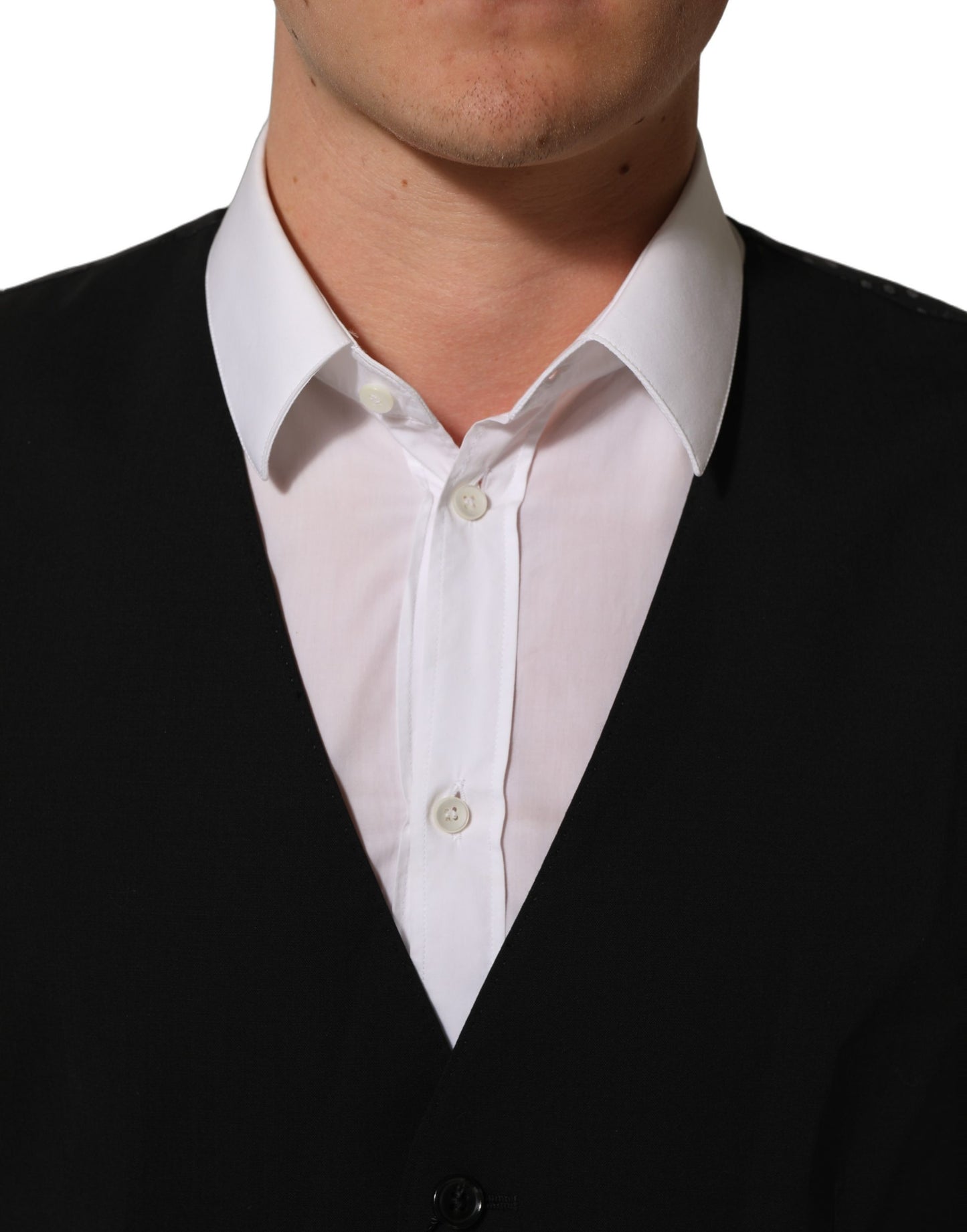 Dolce & Gabbana Black Wool Stretch Waistcoat Formal Dress Vest