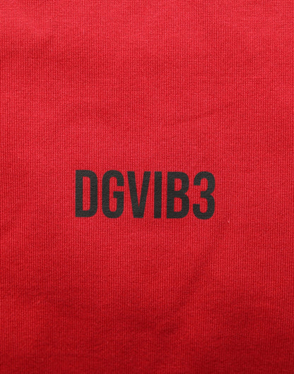 Dolce & Gabbana Red Cotton Graphic Print Crew Neck T-shirt