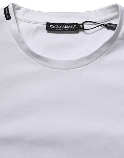 Dolce & Gabbana White Cotton Short Sleeves Crew Neck T-shirt