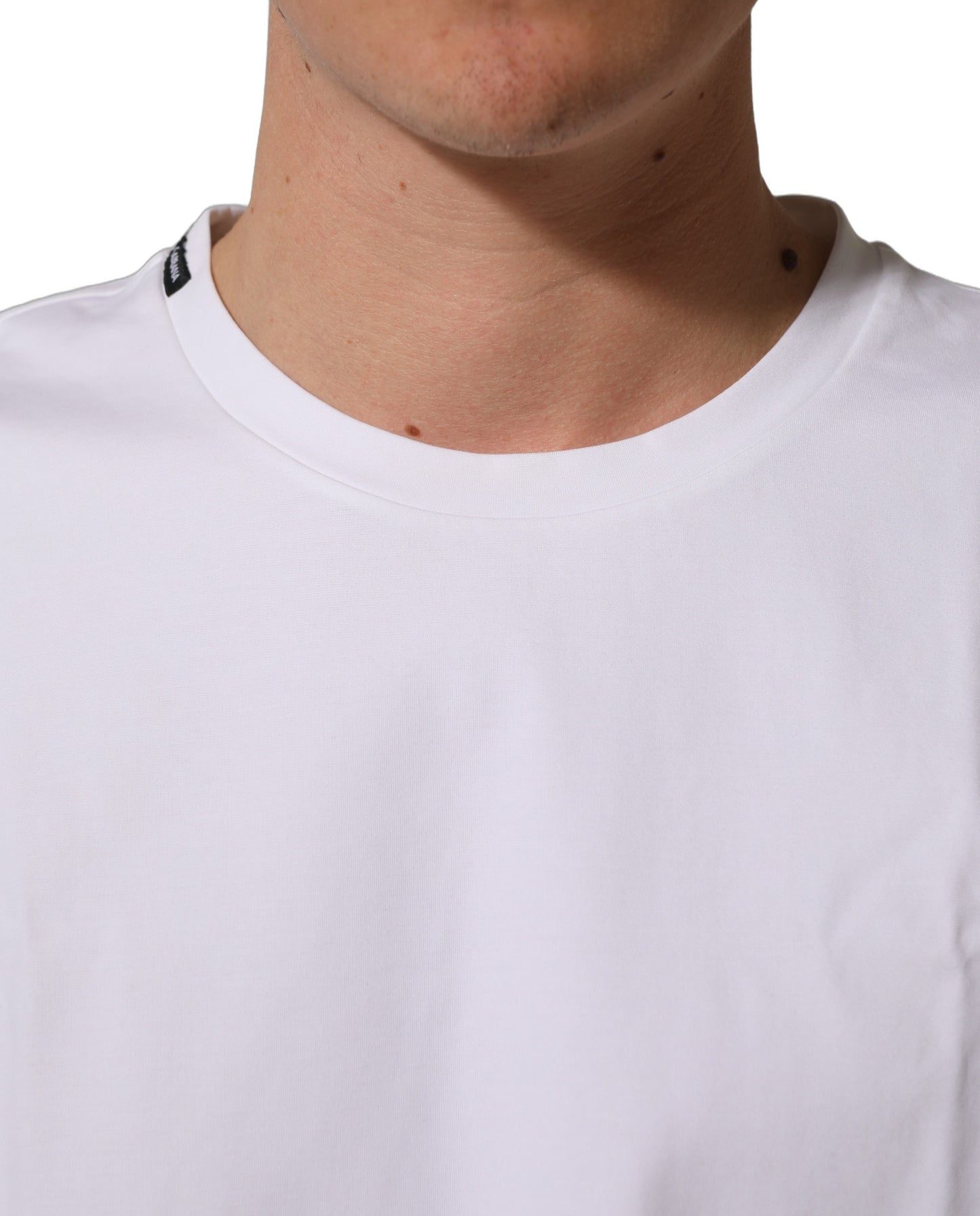 Dolce & Gabbana White Cotton Short Sleeves Crew Neck T-shirt