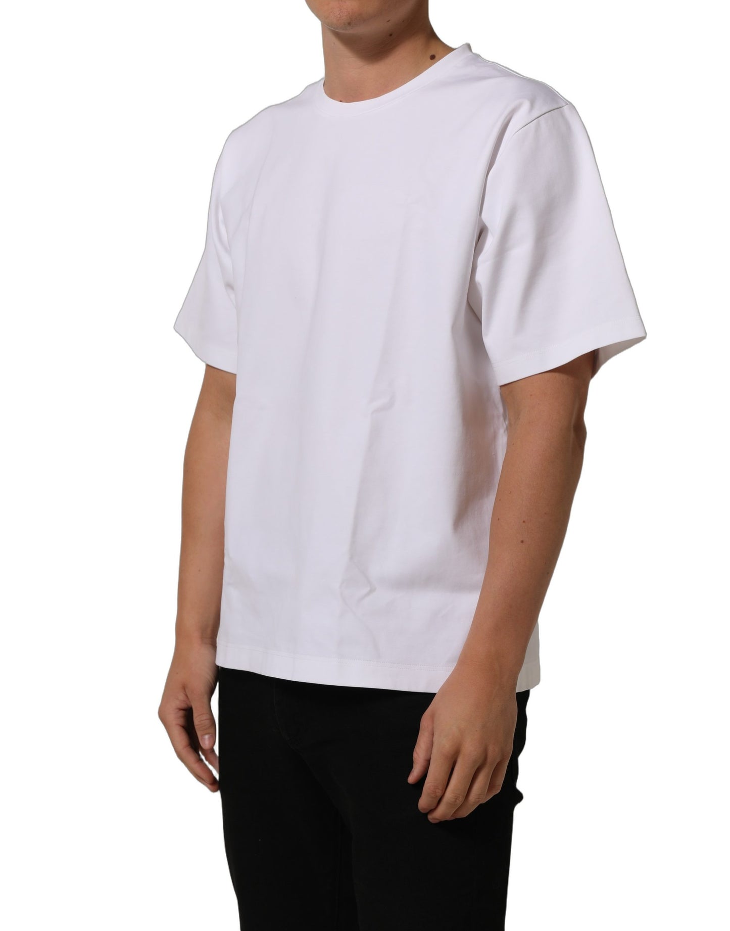Dolce & Gabbana White Cotton Short Sleeves Crew Neck T-shirt
