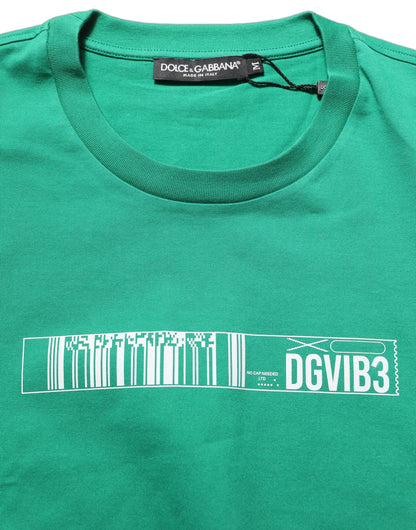 Dolce & Gabbana Green Cotton DGVIB3 Print Crew Neck T-shirt