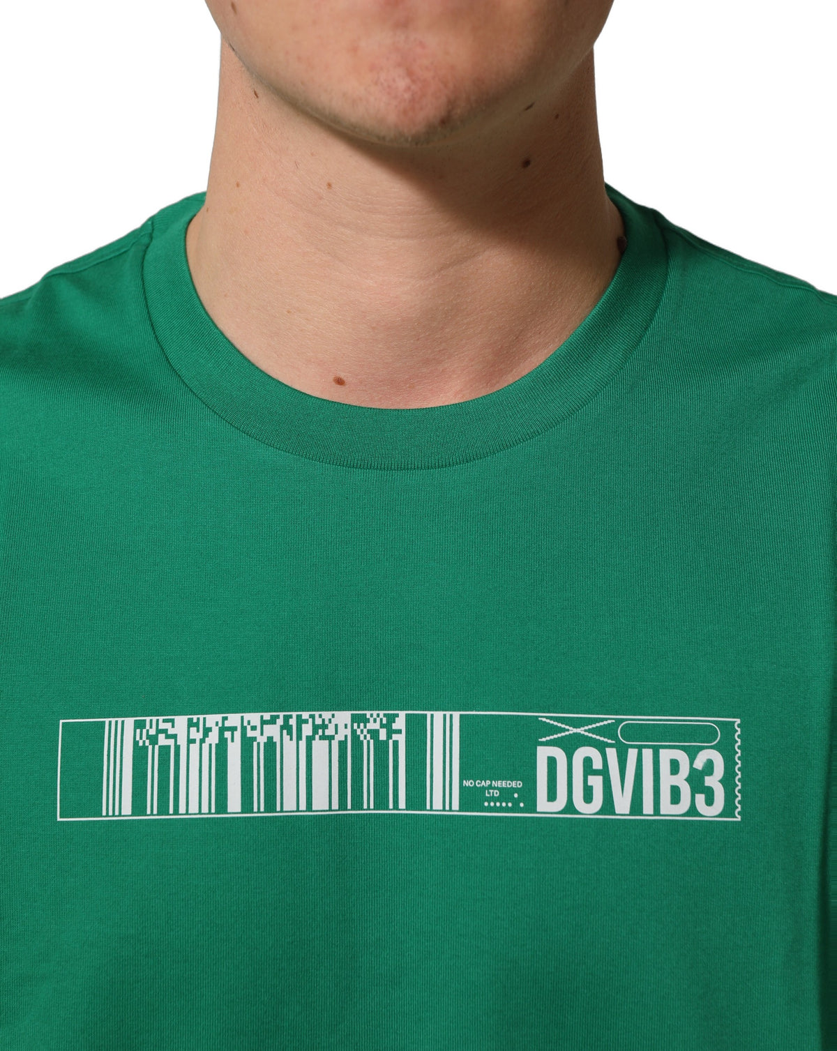 Dolce & Gabbana Men's Short-Sleeve Crew Neck Cotton T-Shirt - Green White Print