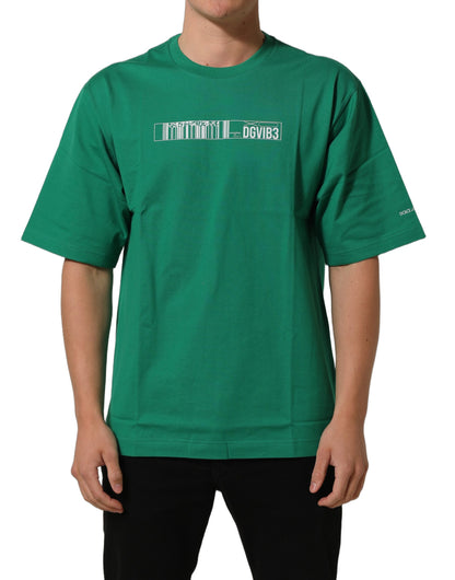 Dolce & Gabbana Green Cotton DGVIB3 Print Crew Neck T-shirt