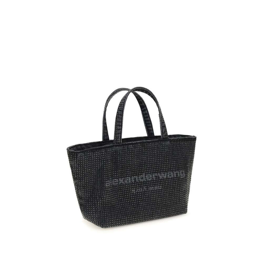 Small Crossbody Tote Shoulder Bag by Alexander Wang for women in cotton canvas & crystal gray features a distinguished silhouette, showcasing a secure and distinguished with versatile crossbody-strap, shoulder-strap, handle, adjustable-strap & detachable-strap for a distinguished finish.