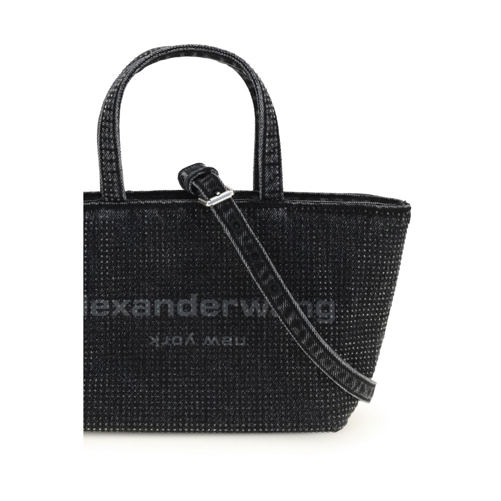 Small Crossbody Tote Shoulder Bag by Alexander Wang for women in cotton canvas & crystal gray features a effortless sophistication silhouette, secured by a with ample and versatile crossbody-strap, shoulder-strap, handle, adjustable-strap & detachable-strap for a effortless sophistication finish.