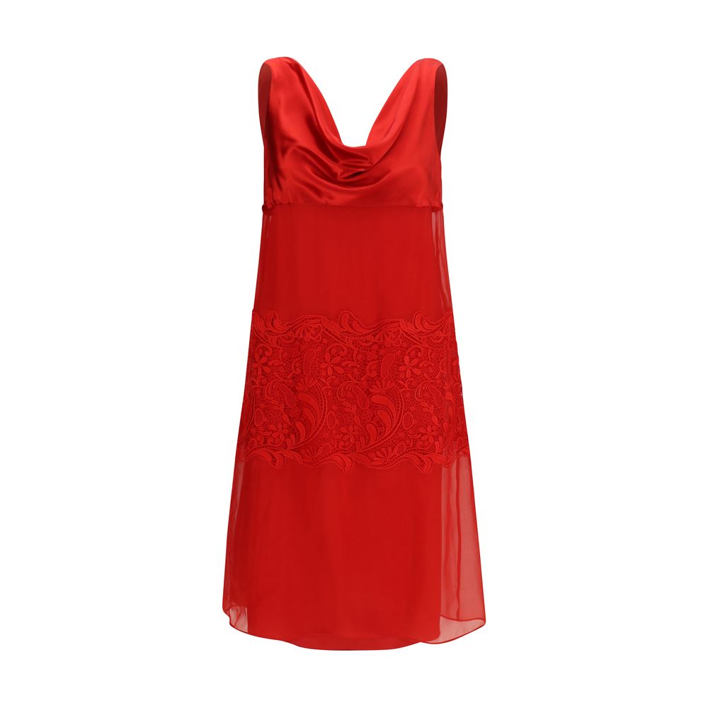 Dress by Ferragamo for women in satin silk chiffon multicolor features an cute silhouette, detailed with a sleeveless and that elegantly flows into a cute midi.