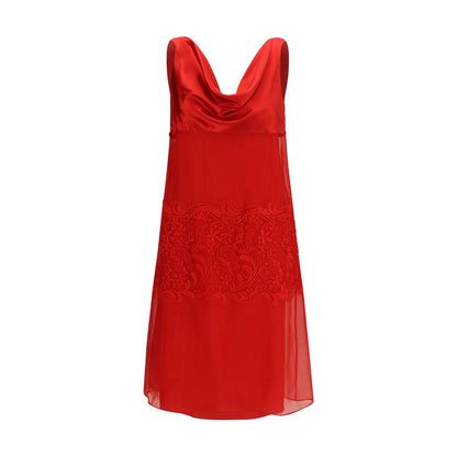 Dress by Ferragamo for women in satin silk chiffon multicolor features an cute silhouette, detailed with a sleeveless and that elegantly flows into a cute midi.