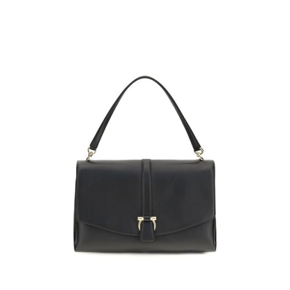 Large Shoulder Flap Clutch Bag by Ferragamo for women in bos taurus calf leather black features a distinguished silhouette, showcasing a secure flap and distinguished with versatile shoulder-strap & handle for a distinguished finish.