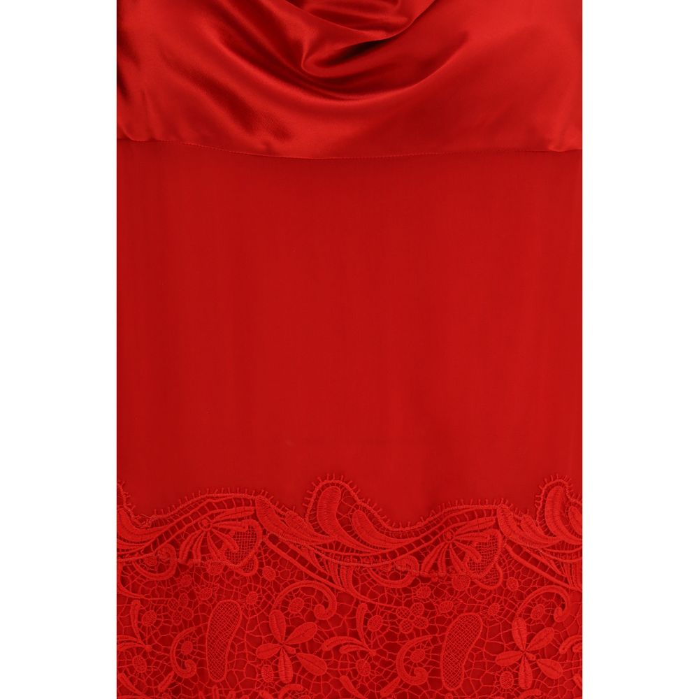 Dress by Ferragamo for women in satin silk chiffon multicolor presents a sinuous silhouette, showcasing a sophisticated and detailed with a sinuous midi for a refined finish.