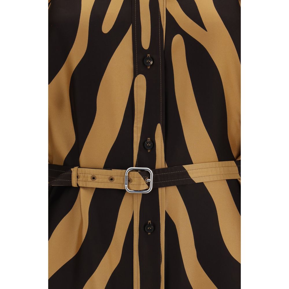 Dress by Ferragamo for women in viscose twill animal, multicolor, patterned & print features an cute silhouette, detailed with a and that elegantly flows into a cute midi.