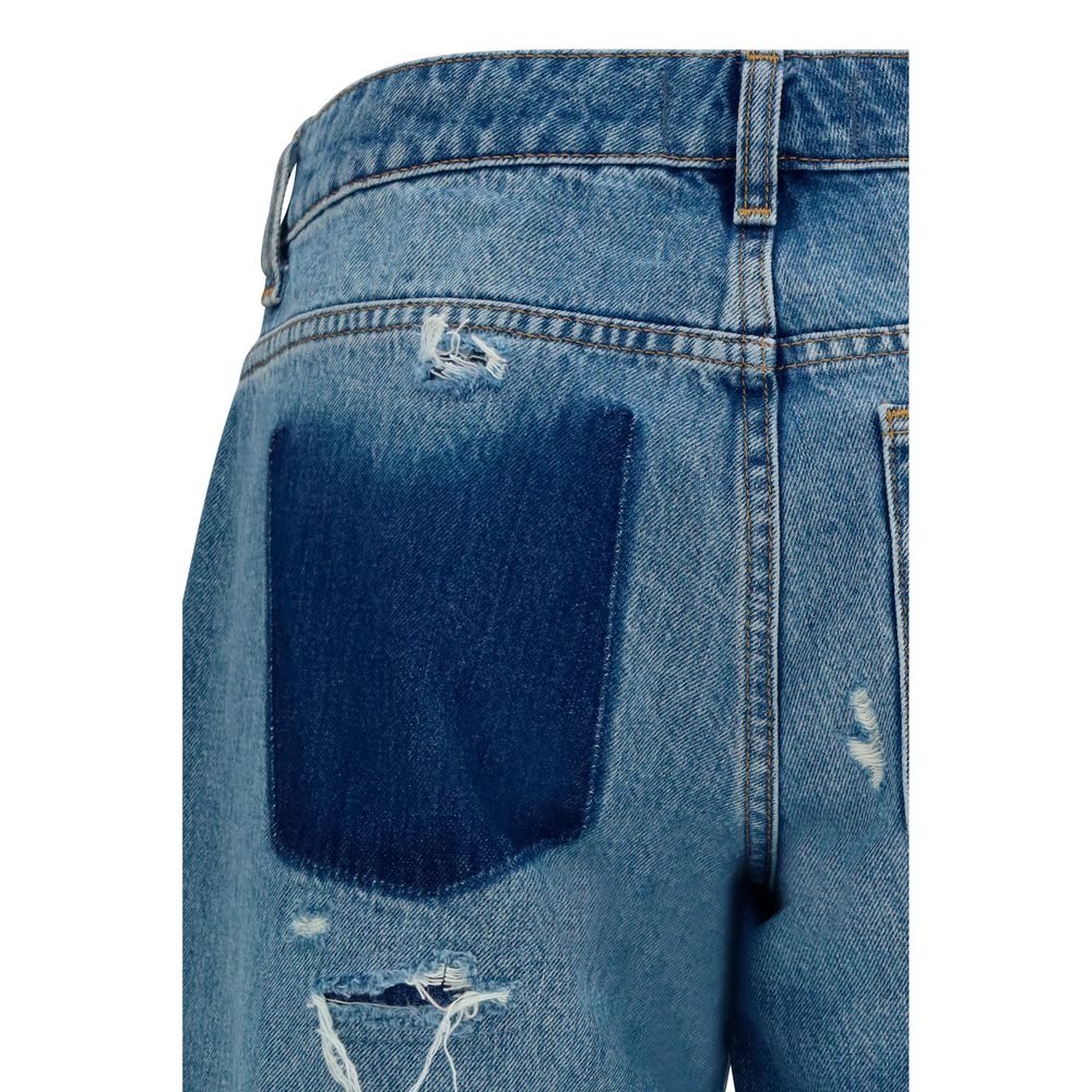 Jeans by 7FOR for women in denim cotton blue & signature features an refined tailoring silhouette, showcasing a premium straight-leg, relaxed-fit & regular-fit with a low rise and long cut for a refined tailoring look.