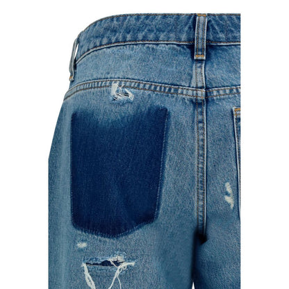 Jeans by 7FOR for women in denim cotton blue & signature features an refined tailoring silhouette, showcasing a premium straight-leg, relaxed-fit & regular-fit with a low rise and long cut for a refined tailoring look.