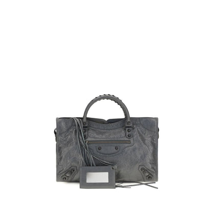 Medium Handbag by Balenciaga for women in cotton canvas & lamb leather gray presents a ornamental silhouette, showcasing a secure zipper, ample , and versatile shoulder-strap, adjustable-strap & handle for a ornamental finish.