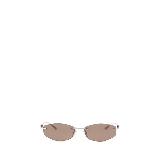 This Sunglasses by Balenciaga for men in suede leather silver presents a sumptuous silhouette, showcasing a sumptuous oval geometric frame design in silver coloured frame and high-performance .
