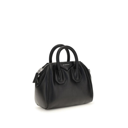 Mini Handbag by Givenchy for women in polyester & lamb leather black, silver & signature features a refined silhouette, showcasing a secure zipper, organized , and versatile shoulder-strap, handle & adjustable-strap for a refined finish.