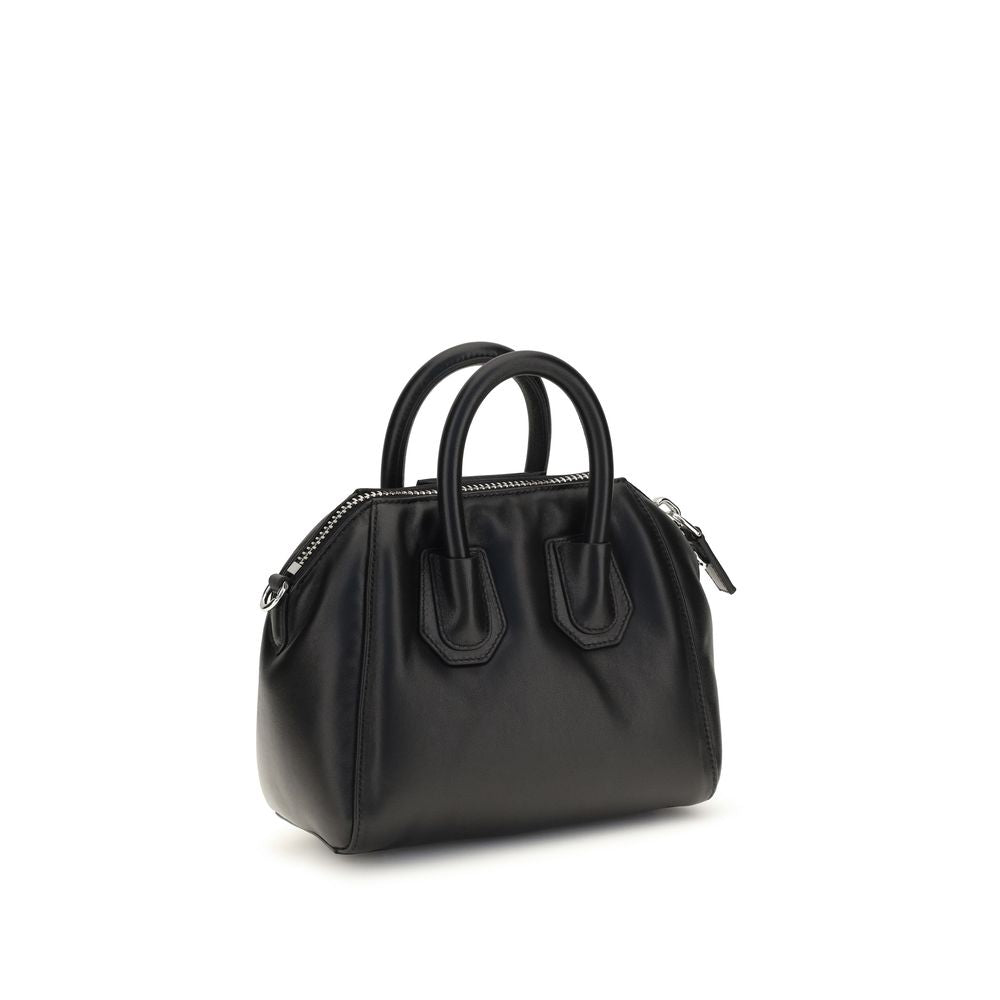 Mini Handbag by Givenchy for women in polyester & lamb leather black, silver & signature features a contemporary silhouette, showcasing a secure zipper, ample , and contemporary shoulder-strap, handle & adjustable-strap for a sophisticated look.