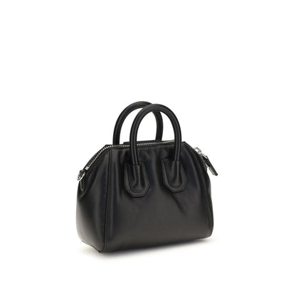 Mini Handbag by Givenchy for women in polyester & lamb leather black, silver & signature features a contemporary silhouette, showcasing a secure zipper, ample , and contemporary shoulder-strap, handle & adjustable-strap for a sophisticated look.