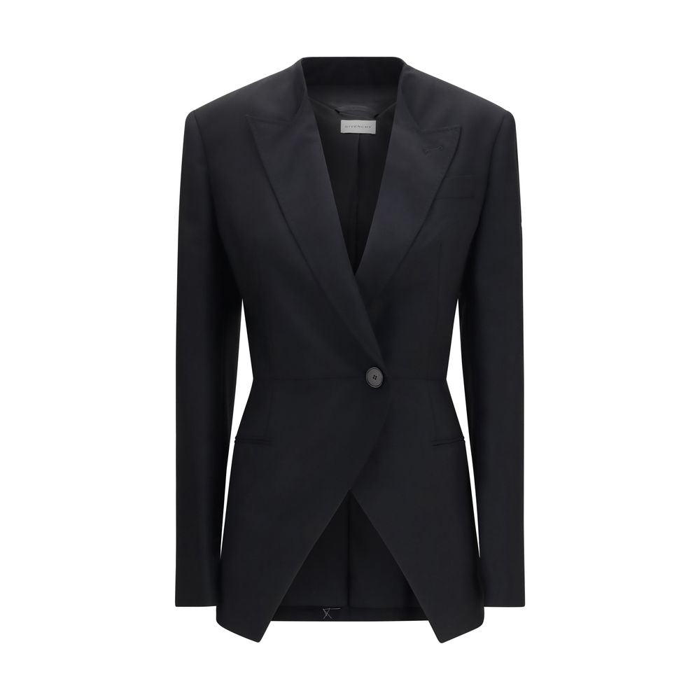 Blazer by Givenchy for women in mohair wool black showcases a polished silhouette, highlighted by a refined and polished for a sophisticated finish.