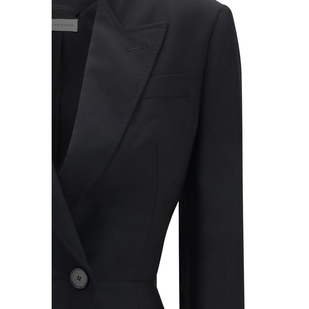 Blazer by Givenchy for women in mohair wool black showcases a discerning silhouette, elegantly detailed with a sophisticated and premium for a truly discerning finish.